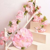 Groofoo - Shining House 235 Cm Künstliche Blume, Kirschblüten-hängerankengirlande, Blumenrebenblatt, Zaun, Familienzaun, Garten, Hochzeit, Zaun, 