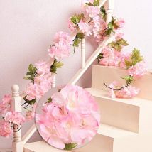 Galozzoit - 235cm Fleur Artificielle Fleur de Cerisier Suspendu Vigne Guirlande Fleur Feuille de Vigne Clôture Famille Clôture Jardin Mariage Clôture