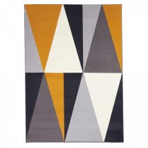 Tapis salon et chambre 270x370 jaune et gris tissé motif géométrique AF1 BIGTRI