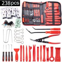 238 Pièces Outils De DéMontage De Garnitures Trousse, pour Panneau Accessoires Porte Autoradio Tableau De Bord De Voiture, avec Broches De Retenue,
