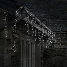 Festive Productions - 11.8m Outdoor Christmas Snowing Effect led Icicle Lights White Decoration