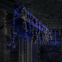 Festive Productions - 8.8m Outdoor Christmas Snowing Effect led Icicle Lights Blue White Decoration