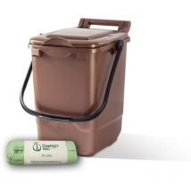 Original Organics - 23ltr kitchen caddy brown with 25 Pack of Liners