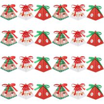 24 Boîtes De Bonbons Noël Boîtes Triangulaires Avec Rubans Pour Biscuits Et Petits Cadeaux Décorations De Noël