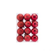 24 Boules de Noël Rouges pour décorer votre sapin de Noël - Rouge