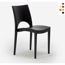 Grand Soleil - Lot de 24 Chaises Paris en polypropylène Restaurant bar café - Noir