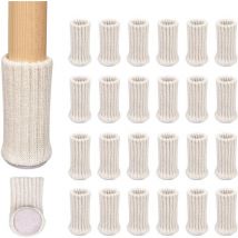 24 chaussettes de chaise de meuble tricotées antidérapantes pour éviter les rayures et réduire le bruit, faciles à déplacer, beige