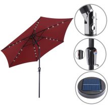 Kingsleeve - Miami 2.7m Aluminium Garden Parasol with UV80+ Protection, led Solar Lighting and Protective Cover 270cm Large Balcony Patio Umbrella