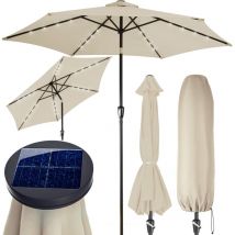 Kingsleeve - Miami 2.7m Aluminium Garden Parasol with UV80+ Protection, led Solar Lighting and Protective Cover 270cm Large Balcony Patio Umbrella