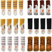 24 niedliche Stuhlsocken, Katzenpfoten, Stuhlbeinbezüge, kratzfest, geräuscharm, Bodenschoner, 24 Stück (6 Sets)