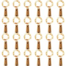 Litzee - 24 Pack led Bouteille Guirlande, Bouteille Guirlande Lumineuse 2M 20 LEDs Blanc Chaud, Guirlande Lumière Liège pour Ambiance de Mariage,