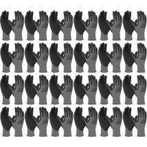 24 pares Guantes de trabajo Poliester + Poliuretano reutilizables, talla l (talla 9)