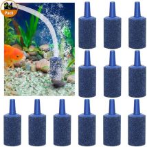 24 Pcs Pierre d'air Bleue Cylindre Pierre à Bulle d'air de l'Aquarium, pour Réservoir de Poissons Oxygène d'Aquarium, 25 15mm