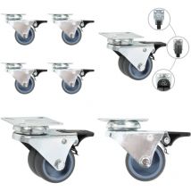 24 pcs Roulettes pivotantes doubles 50 mm - Roulettes Pivotantes - Roulettes Double - Roulettes Avec Frein - Roulettes Industrielles - Chariots