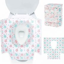 Linghhang - 24 Pcs Siège de Toilette Jetable, Taille 65x60 cm Portable Housses de Siège de Toilettes,Emballés Individuellement, Antidérapant Siège de