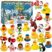 Ugreat - 24 Pièces Calendrier de l'Avent Canards en Caoutchouc 2024 Jouets de Bain Canards en Caoutchouc de Noël 24 Jours de Surprises Compte à