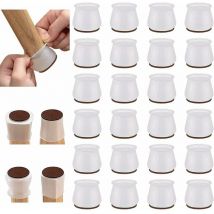 24 Pièces Gomme Embout Pieds de Chaise Table Chaise Feutre Pieds - Rond Plaquettes de Pieds de Meubles Chaise Jambe Caches Protecteurs Patin Silicone