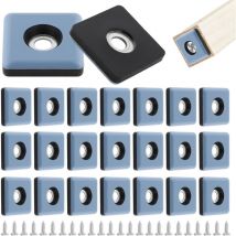 24 Pieces Patins Meubles Téflon 25mm Pied de Chaise avec Vis Patins en Téflon ptfe Tampon Chaise Patin Glisseur Pied de Chaise à Visser Carrés pour