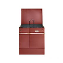 Godin - 240162000855-Cuisinière bois Arpège 75cm 10kW buches 50cm carmin dessus 240162CARMINPOLI