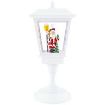 243026 Lanterne de Noël blanche Décoration 58cm en plastique Sons Lumières