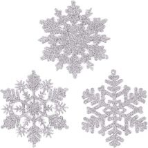 Salcar - 24er Set Weihnachtsbaumschmuck Schneeflocken Christbaumschmuck Deko, Silber