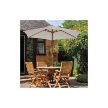 2.4m Wooden Cream Garden Parasol Sun Shade for Outdoor Garden and Patio Easy Assembly Garden Umbrella Pully Operate