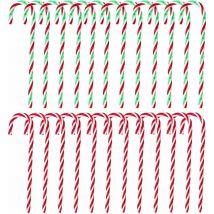 Coavas - 24pcs Christmas Acrylic Candy Canes Twisted Plastic Candy Crutch for Christmas Tree Hanging Decorations