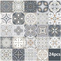 24pcs Stickers Carreaux Muraux - Stickers Carreaux Autocollant pour Cuisine Salon Salle De Bains Décor À La Maison Auto-Adhésif (10 10CM)