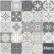 24pcs Stickers Carreaux Muraux - Stickers Carreaux Autocollant pour Cuisine Salon Salle De Bains Décor À La Maison Auto-Adhésif (15 15CM)