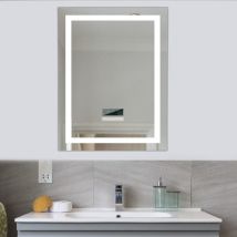 24W Miroir Salle Bain, Lumières Réglable et Haut-parleurs Bluetooth, Interrupteur Tactile, 600 800mm