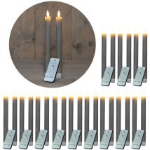 24x Novaliv led Kerze Echtwachskerzen Grau Taupe