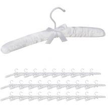 Relaxdays - 30 Grucce Appendiabiti in Raso, in Set, Imbottite, Gancio Girevole a 360°, Fiocco Decorativo, 38 cm, Bianche