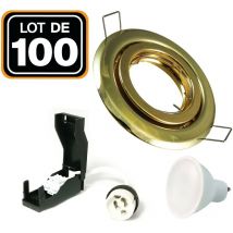 Europalamp - 100 Spots encastrable orientable dorée avec GU10 led de 7W eqv. 56W Blanc Neutre 4500K - Blanc neutre 4500K