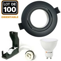 Europalamp - 100 Spots encastrables orientables Noir Matt avec GU10 led de 5W