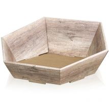 25 x Präsentkorb Geschenkkorb 380x340x75/130 mm Holzoptik Creme Braun