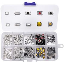 Tigrezy - 250 Pièces 10Value Boutons poussoirs tactiles Micro Momentary Tact Assortiment Kit, d'assortiment de Bouton Tactile, pour Clé de