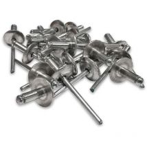 250 rivets alu tete 16 mm extra large de 4.8 x 12 tige acier