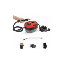 Tigrezy -2500W Portable Steam Cleaner High Temperature Pressurized Steam Cleaning Machine with Brush Heads for Kitchen Furniture Bathroom Car (Red)