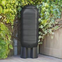Water Butts Direct - 250L Slimline Water Butt With Tap & Lid with Stand and Diverter black