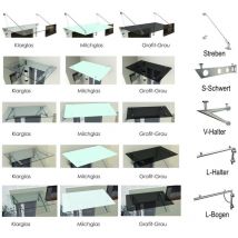 Auvent en verre transparent 160x90 cm - Transparent avec support. Support en acier - Glaszentrum Hagen