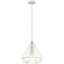Norcks - 25CM Diamond Pendant Light Retro Pendant Lights Metal Industrial Chandelier Antique Vintage Ceiling Lights White