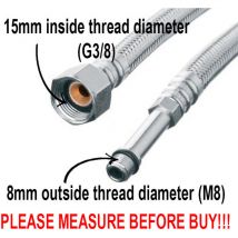 Flexibler Stahlgeflechtschlauch M8x3/8" Länge 25 Cm