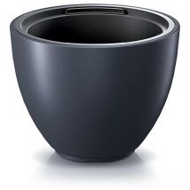 Pot de fleurs 2 en 1 avec pot de fleurs Rond en plastique ø 395 mm, Anthracite - Anthracite