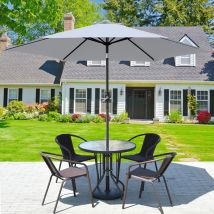 Round Aluminium Garden Parasol Sun Shade Patio Outdoor Umbrella Canopy Crank Tilt Mechanism 2.7M Grey - Greenbay