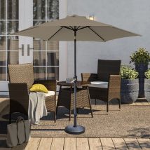 Green Bay - 2.5M Garden Parasol Patio Umbrella Sun Shade Aluminium Crank Tilt Brown