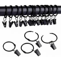 Erhope - 25pcs Curtain Rings with Clips Metal Curtain Hooks, Easy to Open and Close, Metal Curtain Hooks for Window Door Shower Curtains