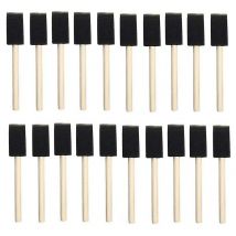 25pcs éponges en mousse peinture manche en bois pinceau flexible Poly mousse pinceau biseauté pour acryliques teintures vernis artisanat Art 1 pouce