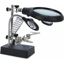 2.5x 7.5x 10x Loupe de Support Loupes 5 LEDs Fer à Souder Multifonctionnel Troisième Main pour Ingénieur Électronique Horloger Montre Réparation