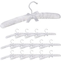 15 x Cintres en satin, cintre rembourré doux pour vestes, robes, crochet rotatif 360°, largeur 38 cm, noeud, blanc