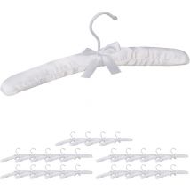 25x Cintres en satin, cintre rembourré doux pour vestes, robes, crochet rotatif 360°, largeur 38 cm, noeud, blanc